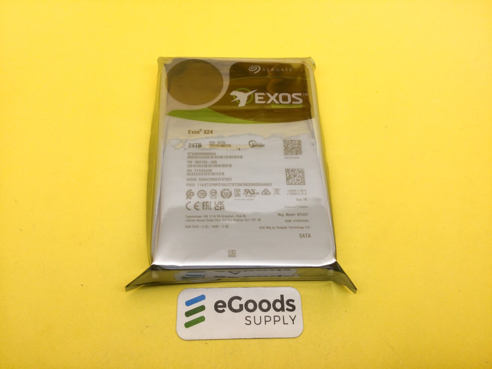Seagate Exos X24 24TB 7.2K RPM SATA 6Gb/s 512MB 3.5'' 512e HDD ST24000NM002H New