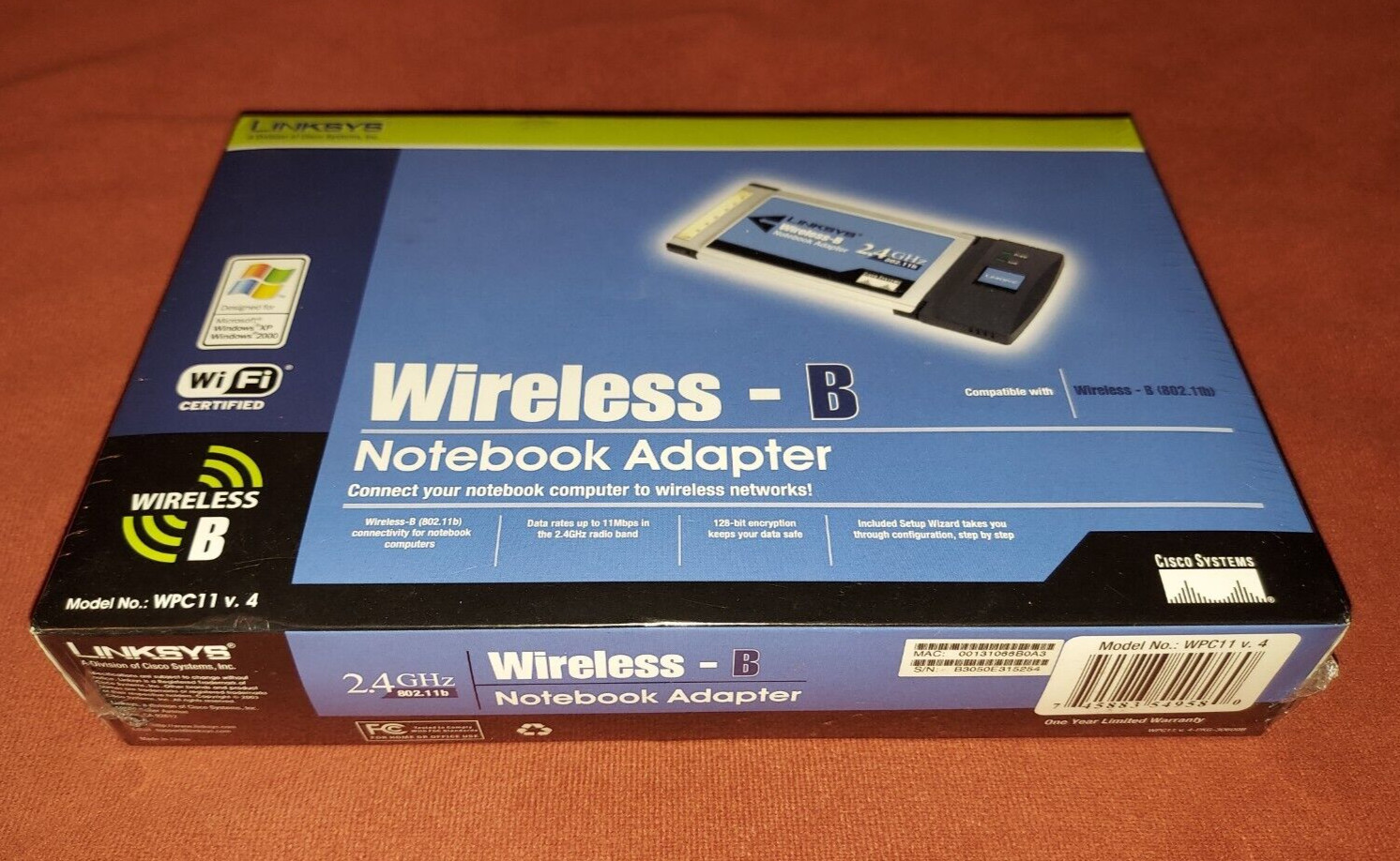Linksys Wireless B Notebook Adapter (Model WPC11 v. 4) Cisco Systems *NEW SEALED
