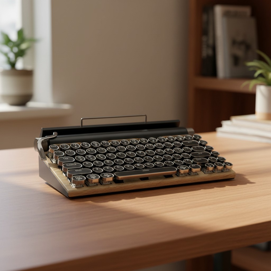 Retro Typewriter-Style Mechanical Keyboard - LED Backlit 83 Keys, Bluetooth 5.0