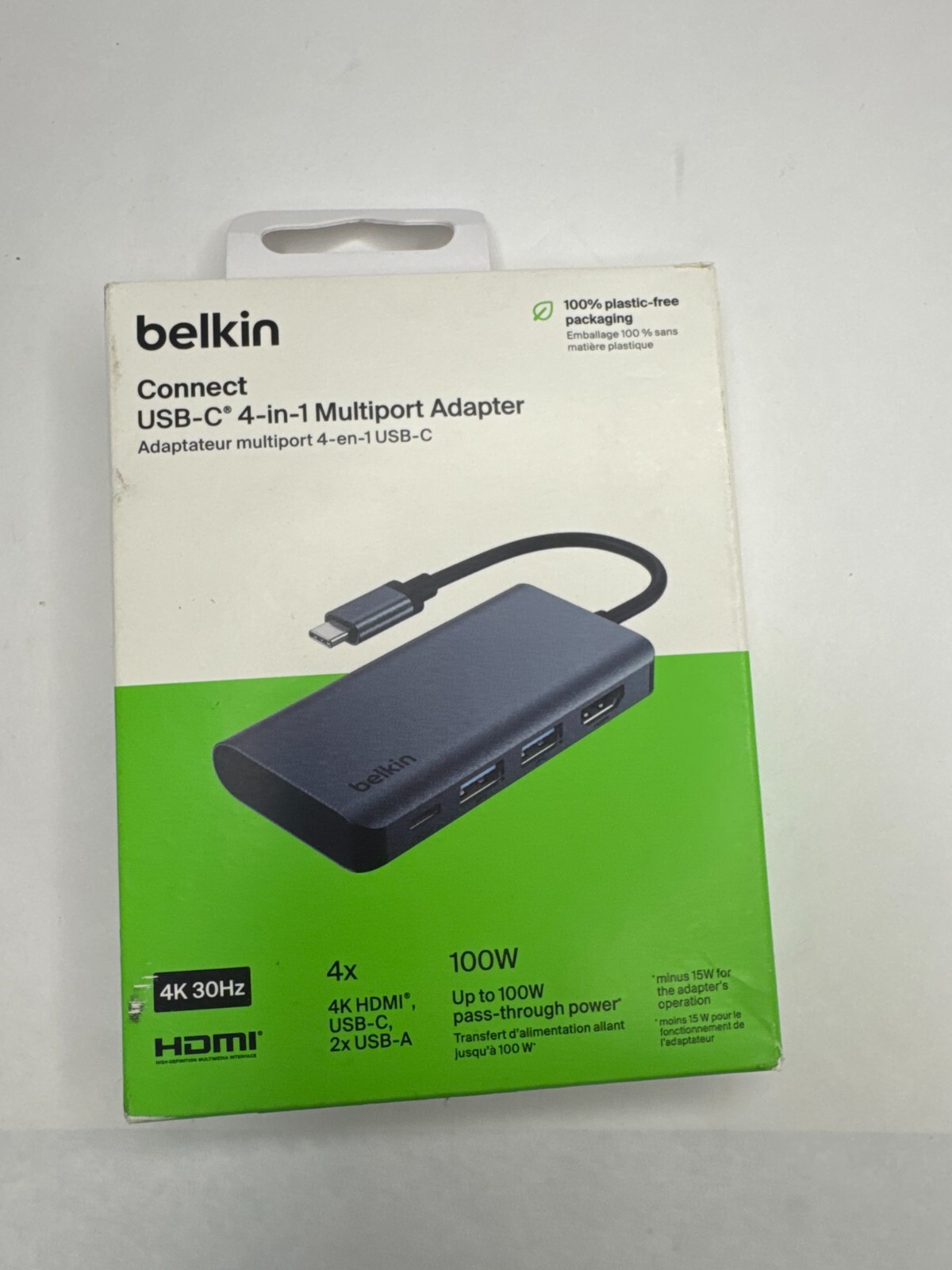 Belkin USB C Hub 4-in-1 Multi-Port Laptop Dock with 4K HDMI 100W PD for Mac PC