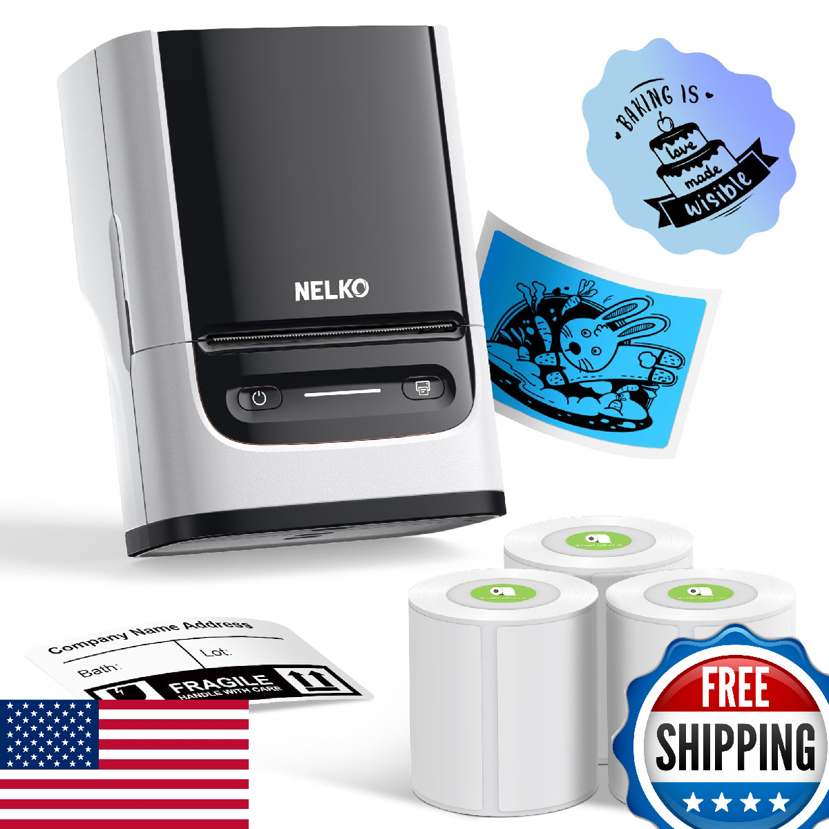 Nelko PM220 Bluetooth Label Printer 2 Inch Portab...