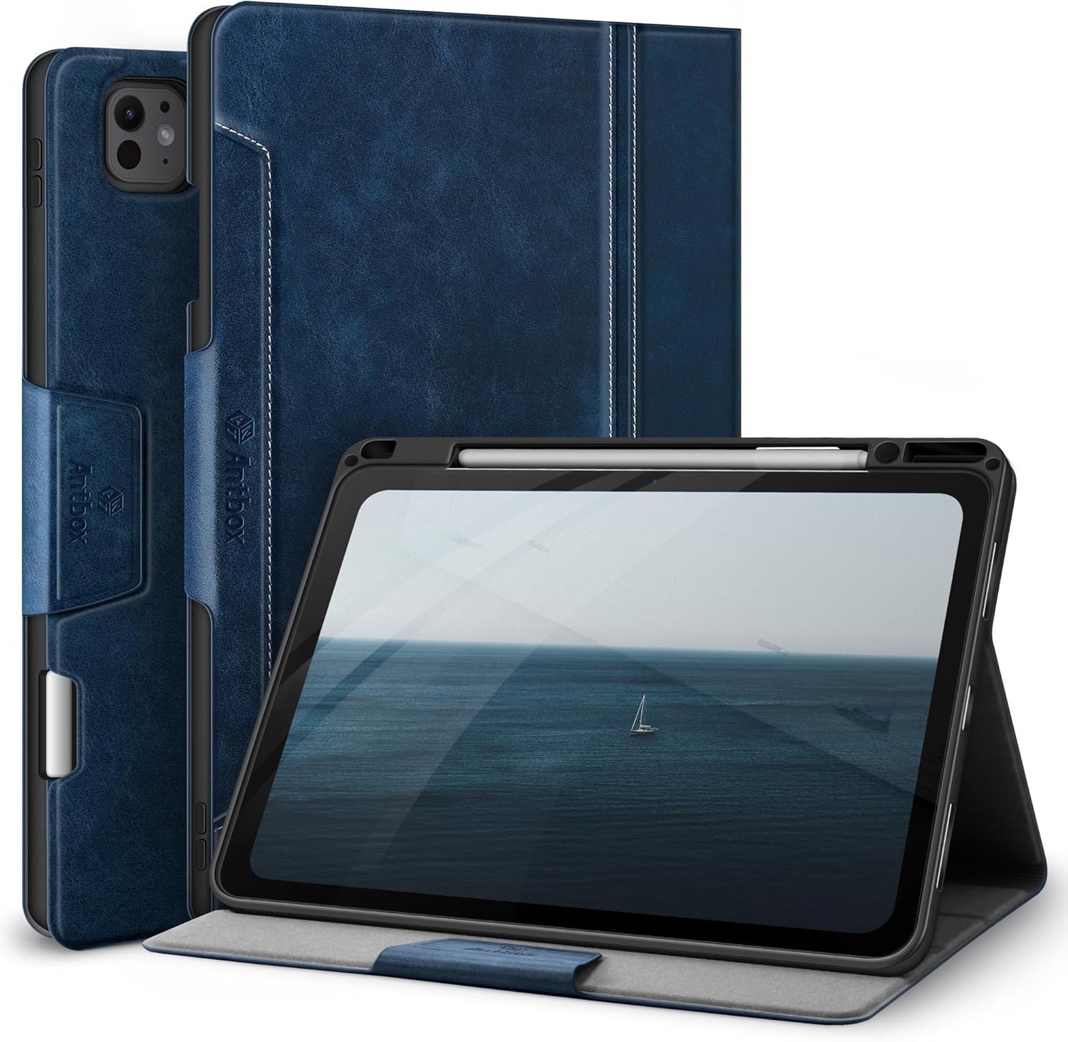 Antbox for iPad Pro 13 Inch Case M5 2025/M4 2024, Built-in Pencil Holder - Blue 