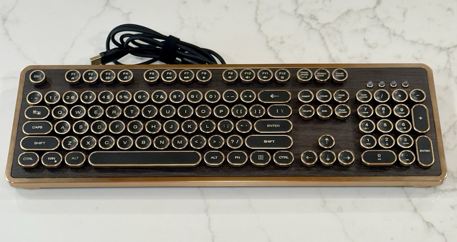 RK104 Retro Mechanical Typewriter Keyboard, Wired Full-Size 104 Circle Keys.