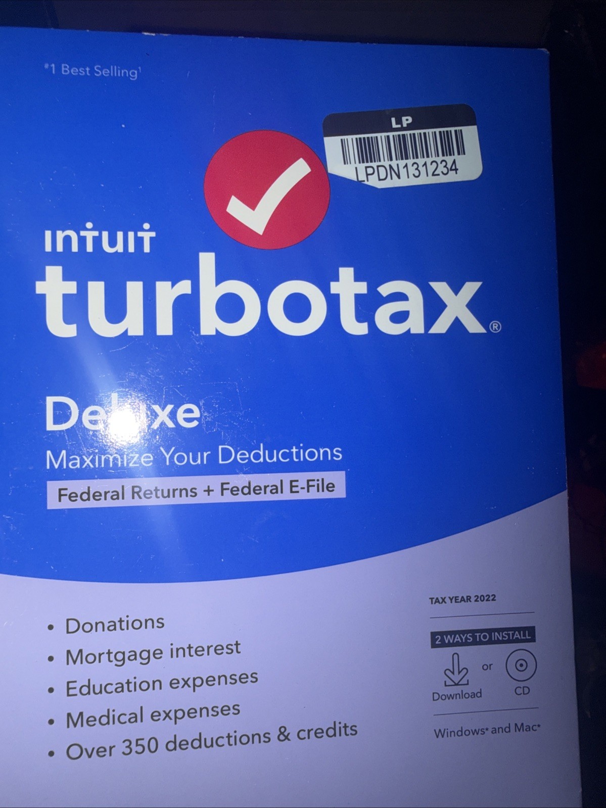 TurboTax Deluxe CD or Download Federal Returns & E-File Tax Year 2022 NEW