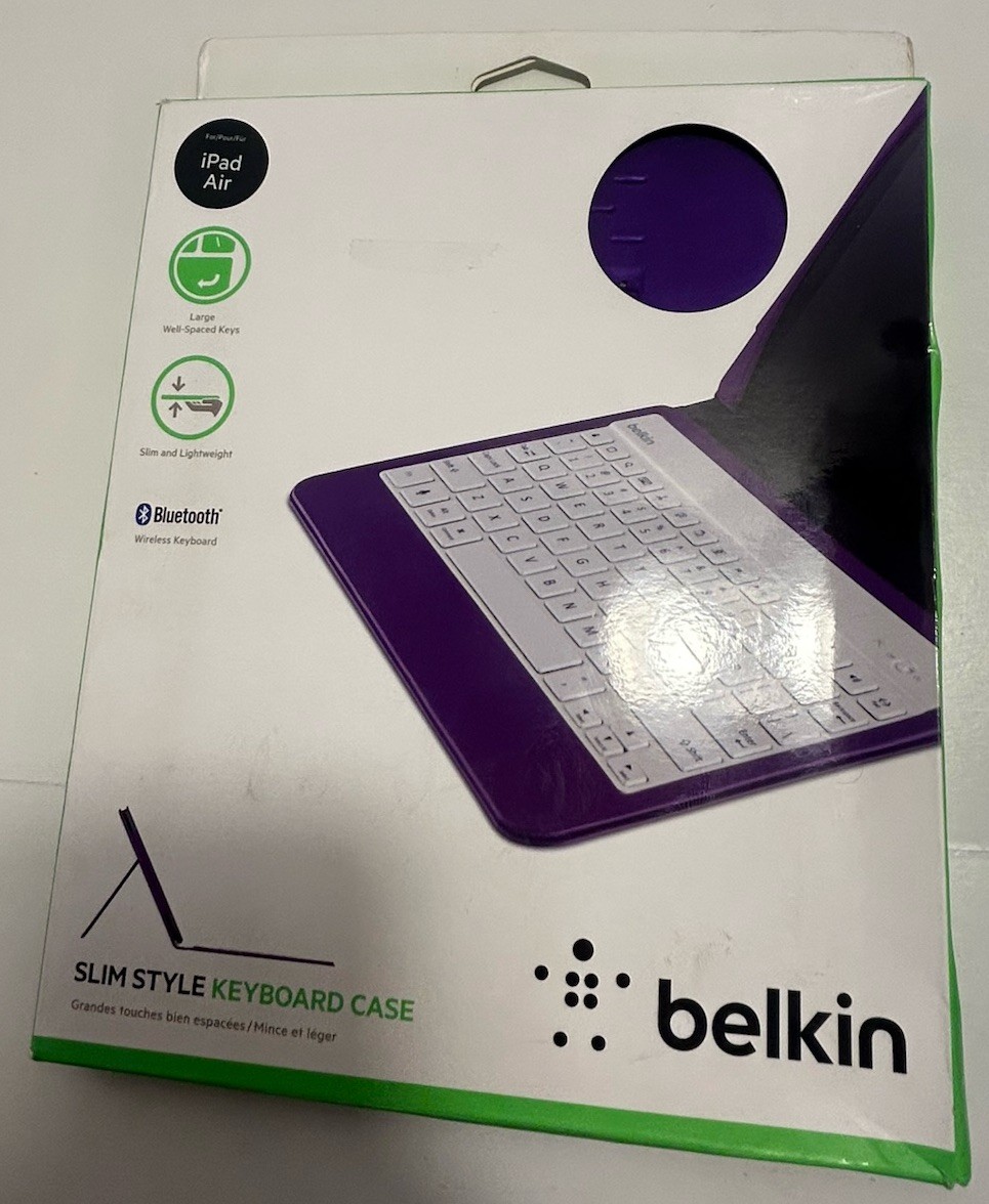 Belkin Slim Style Keyboard Case F5L152 iPad Air Purple BRAND NEW