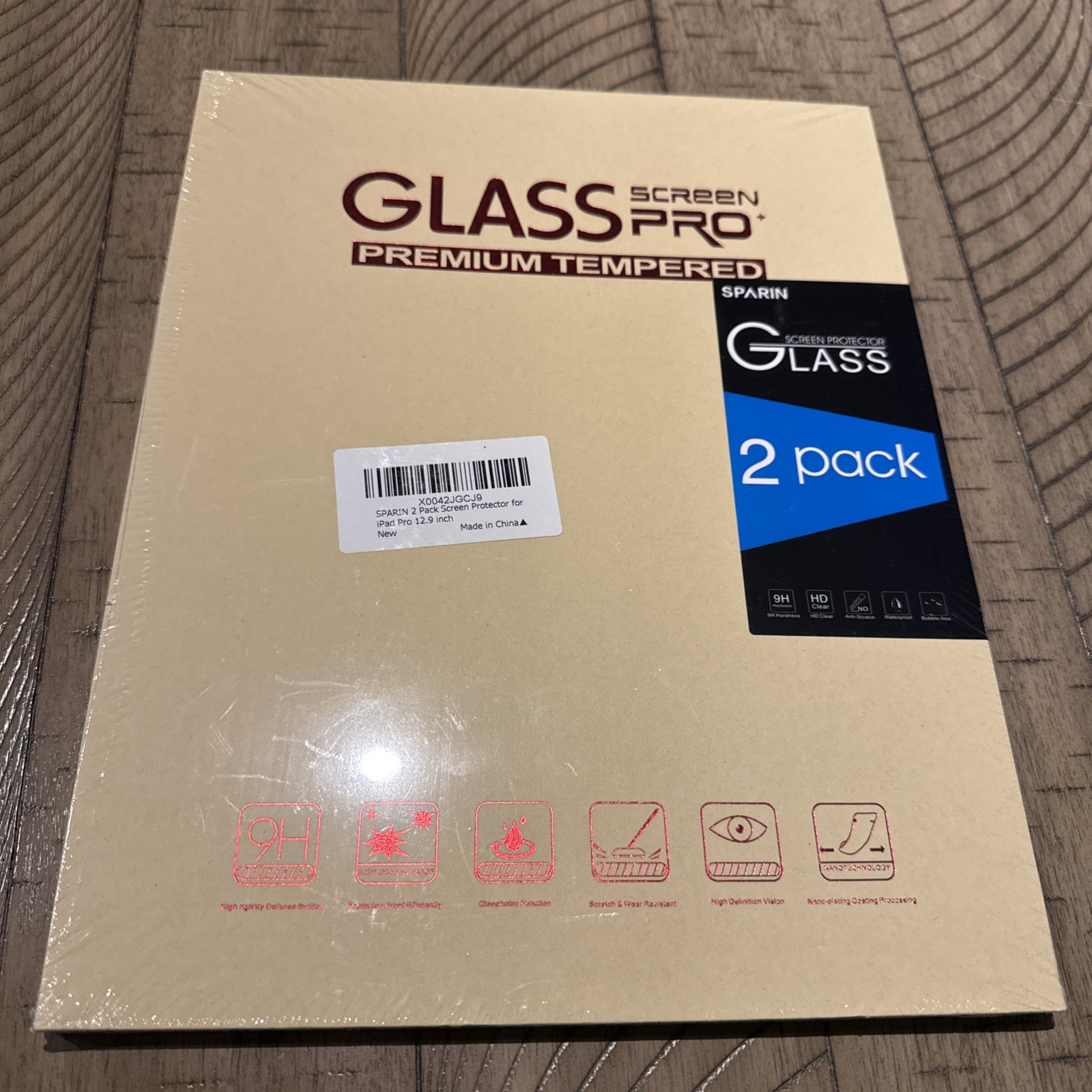 Sparin GlassPro iPad Pro 12.9" Clear Tempered Glass Screen Protector 2-Pack
