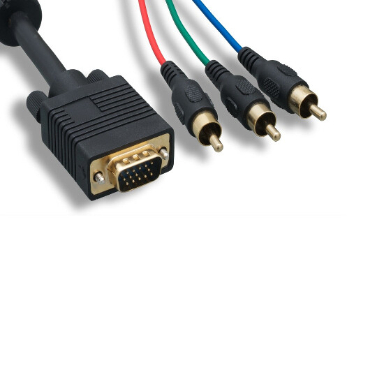 Kentek 15ft VGA to 3-RCA Video Cable HD15/Component 28 AWG EMI/RFI Filter TV PC