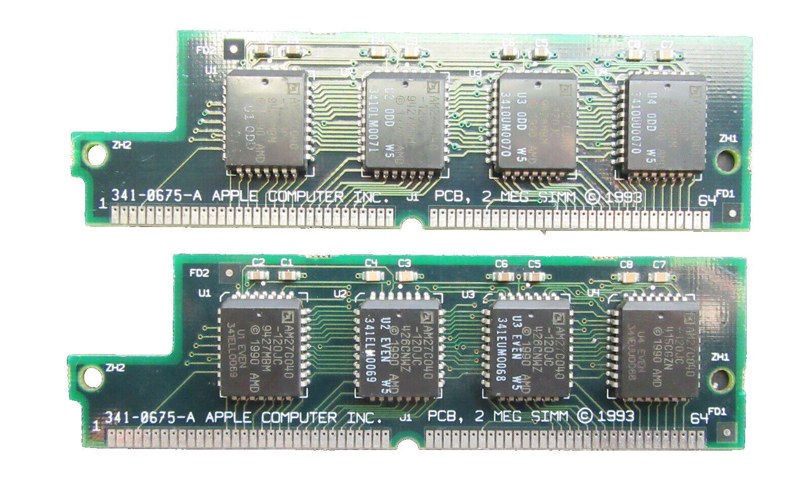 Genuine Vintage Rare 4MB (2x 2Mb) Apple 341-0675-A Memory Modules