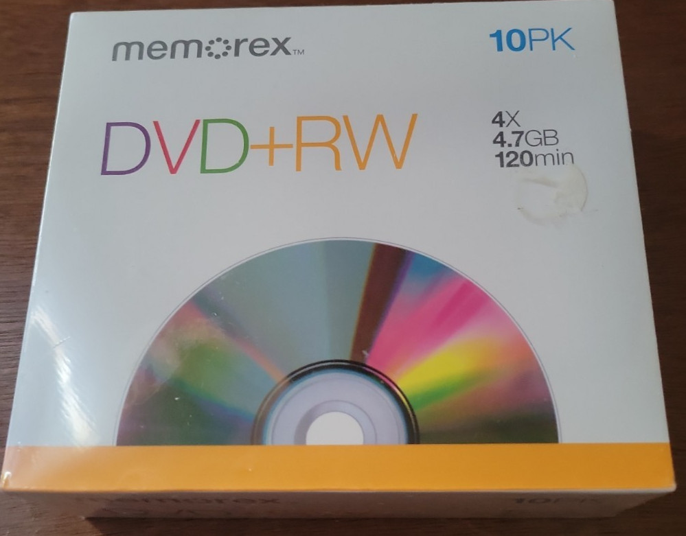DVD+RW Writable DVDs 4.7GB 120Min Memorex 10 Pack Blank