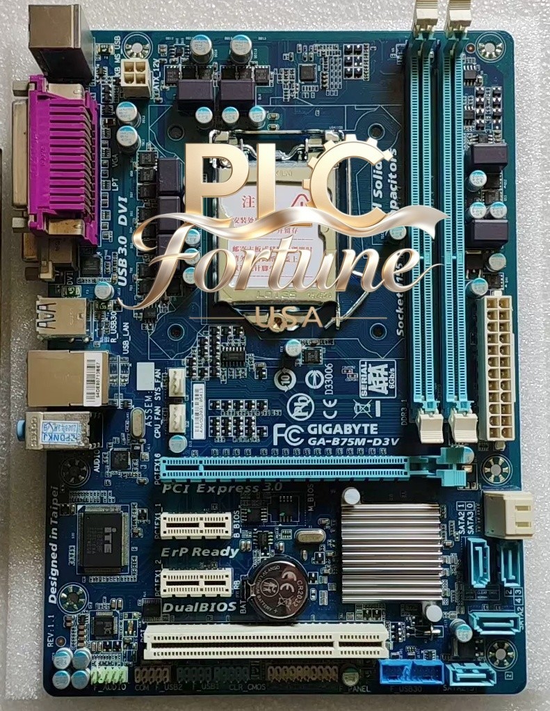 Used GIGABYTE GA-B75M-D3V Intel B75 USB 3.0 LGA1155 Micro ATX Motherboard