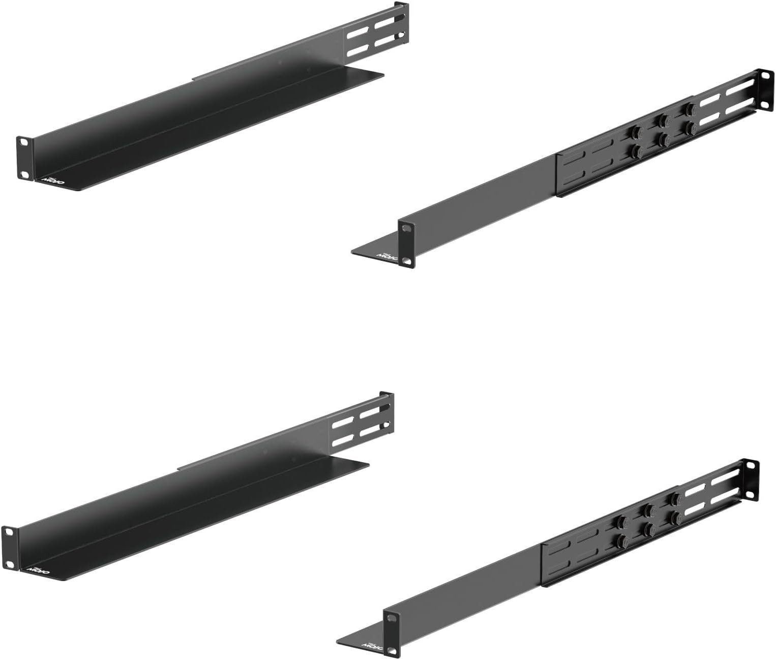 2 Pack 1U Rack Mount Rails 4-Post Server Shelf 20.9-32" Adjustable Depth