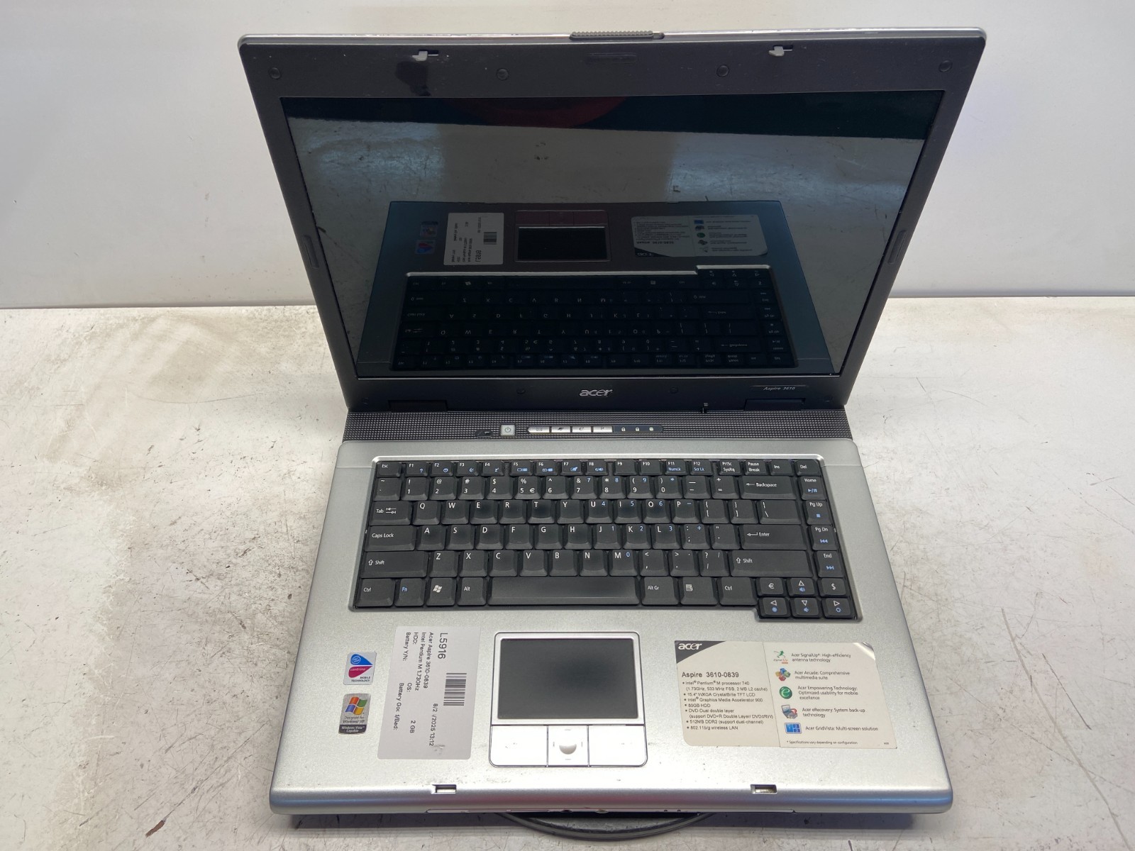 Acer Aspire 3610-0839 Intel Pentium M 1.73GHz 2 GB NO HDD