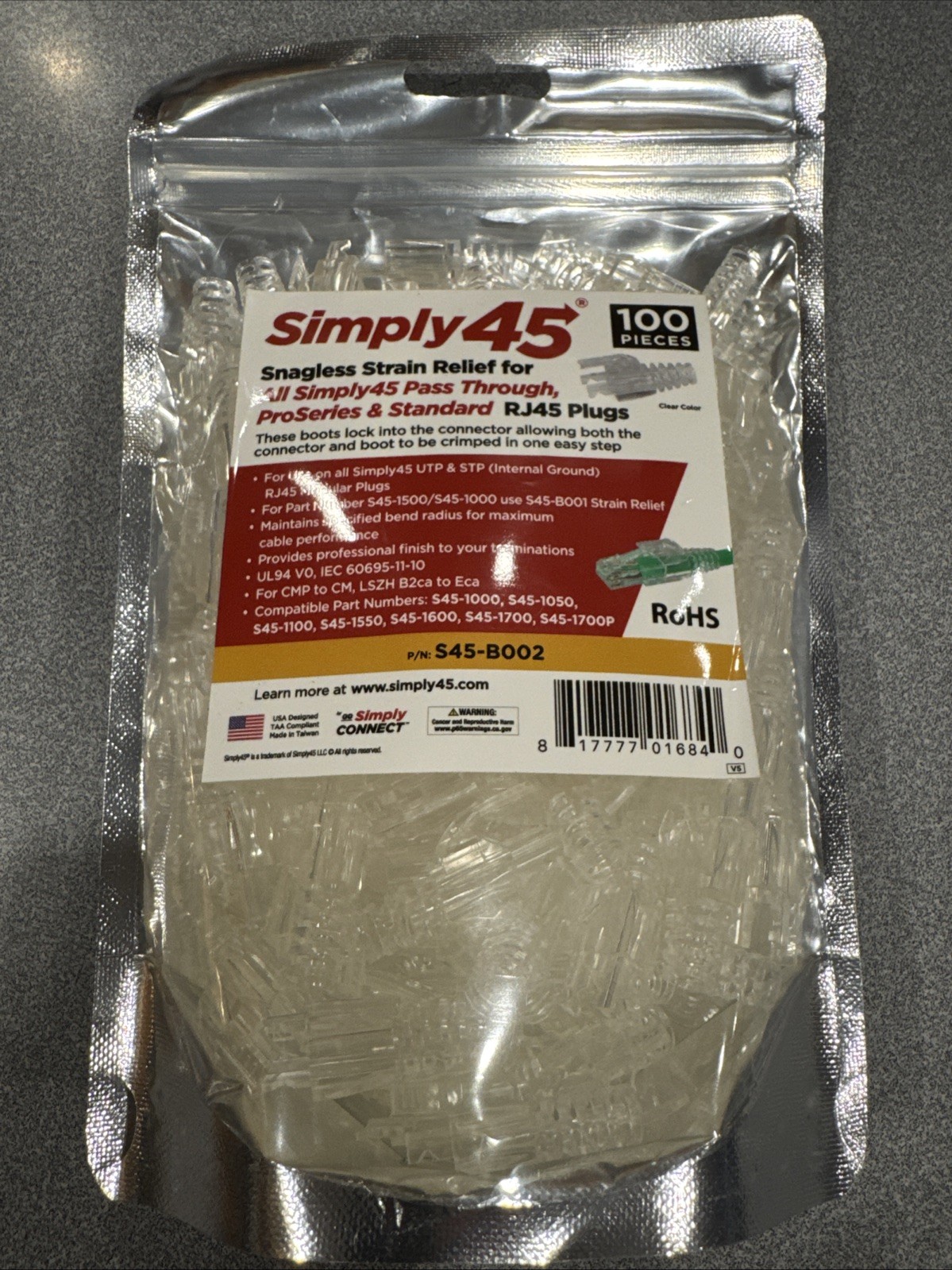 Snagless..For All Simply 45 Pass Through Pro Series & Standard RJ45 Plugs-clear