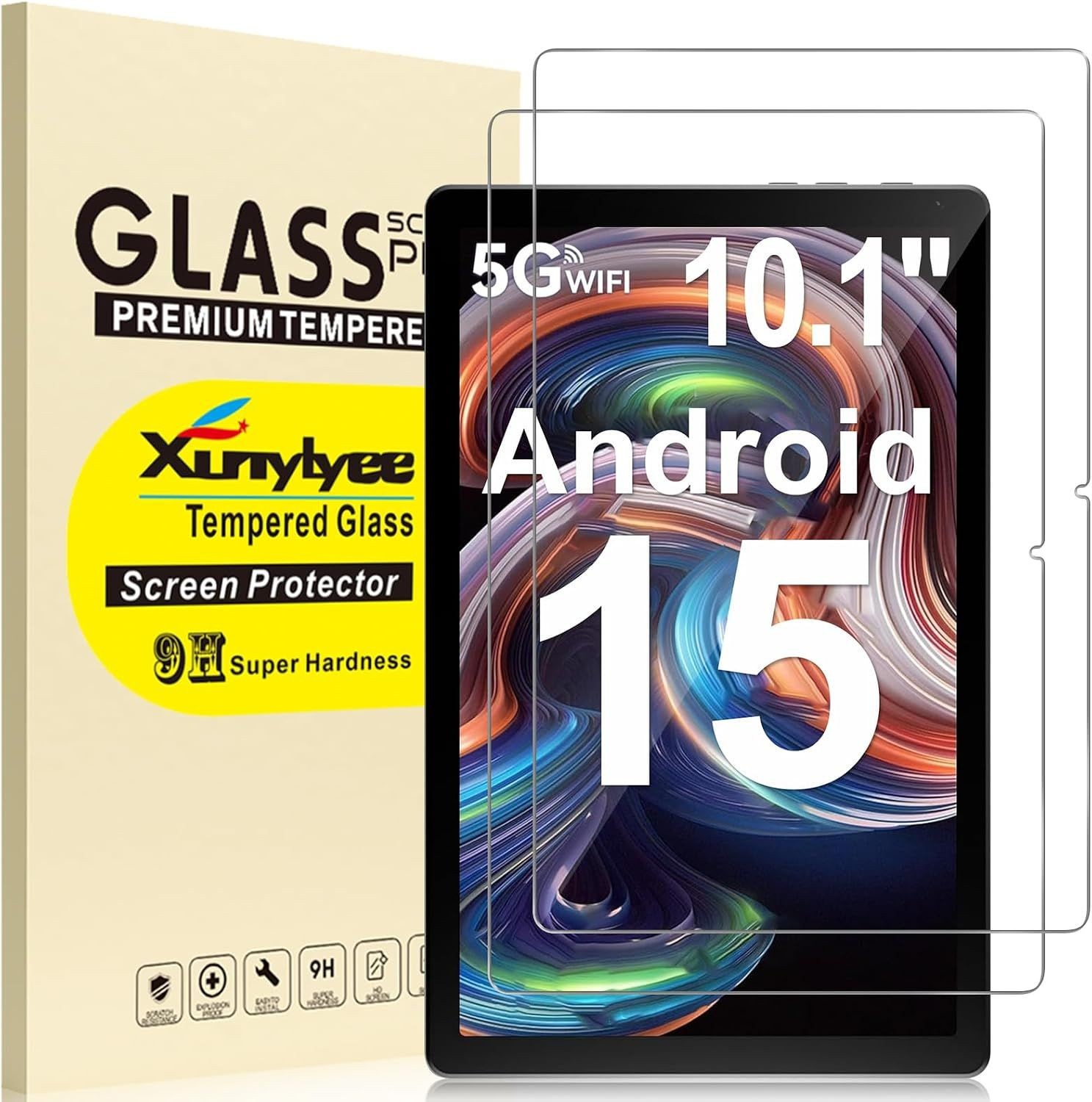 2 Pack 10.1 Inch Android Tablet Screen Protector, 9H Hardness, Anti-Scratch