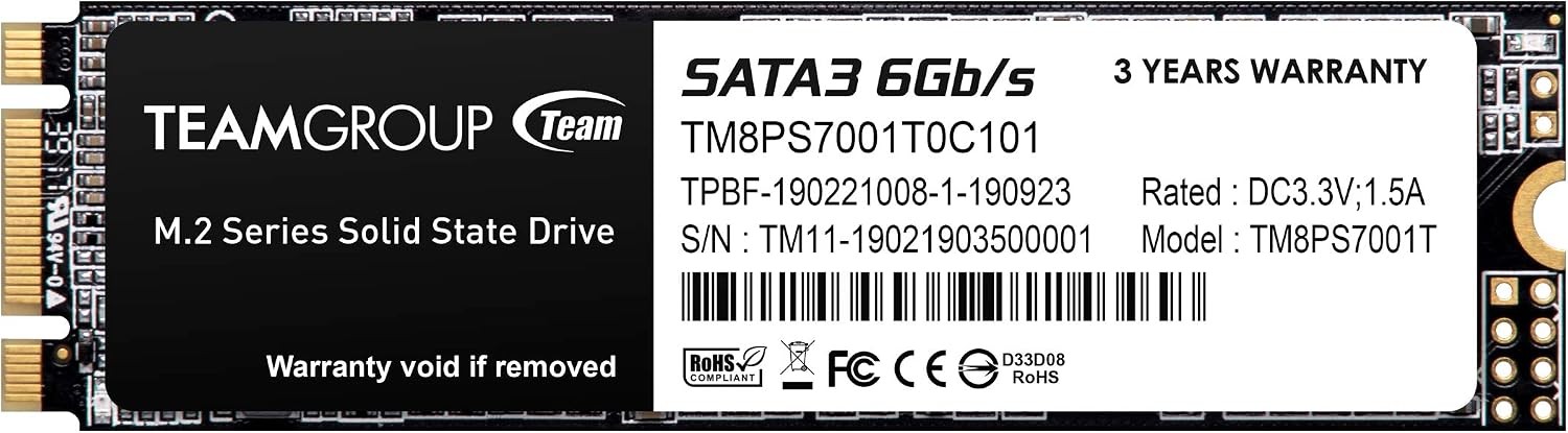 TEAMGROUP MS30 1TB with SLC Cache 3D NAND TLC M.2 2280 SATA III 6Gb/s SSD