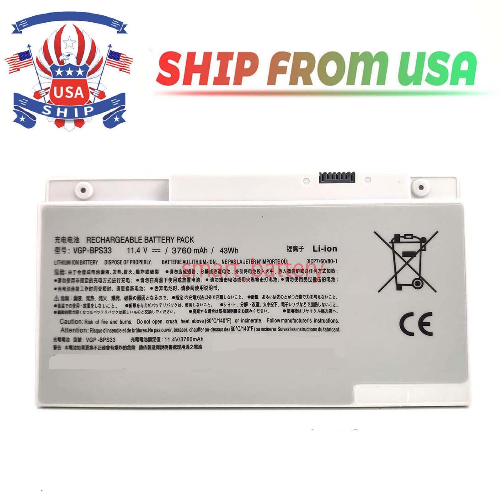 VGP-BPS33 BPS33 Battery for Sony Vaio SVT-15 SVT15112CXS SVT151190X 11.4V 43Wh