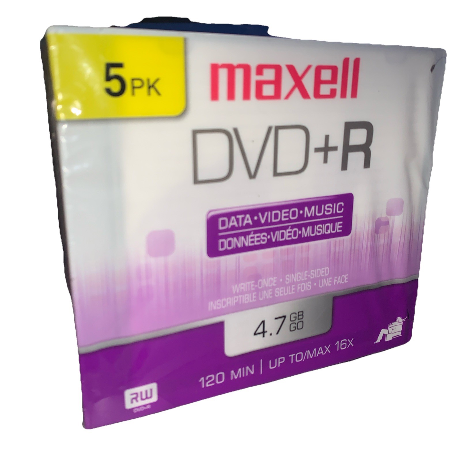 Maxwell 4.7 GB DVD+R 5 Pack pk DVD-R 120 Minutes Up To Max 16x Music Video