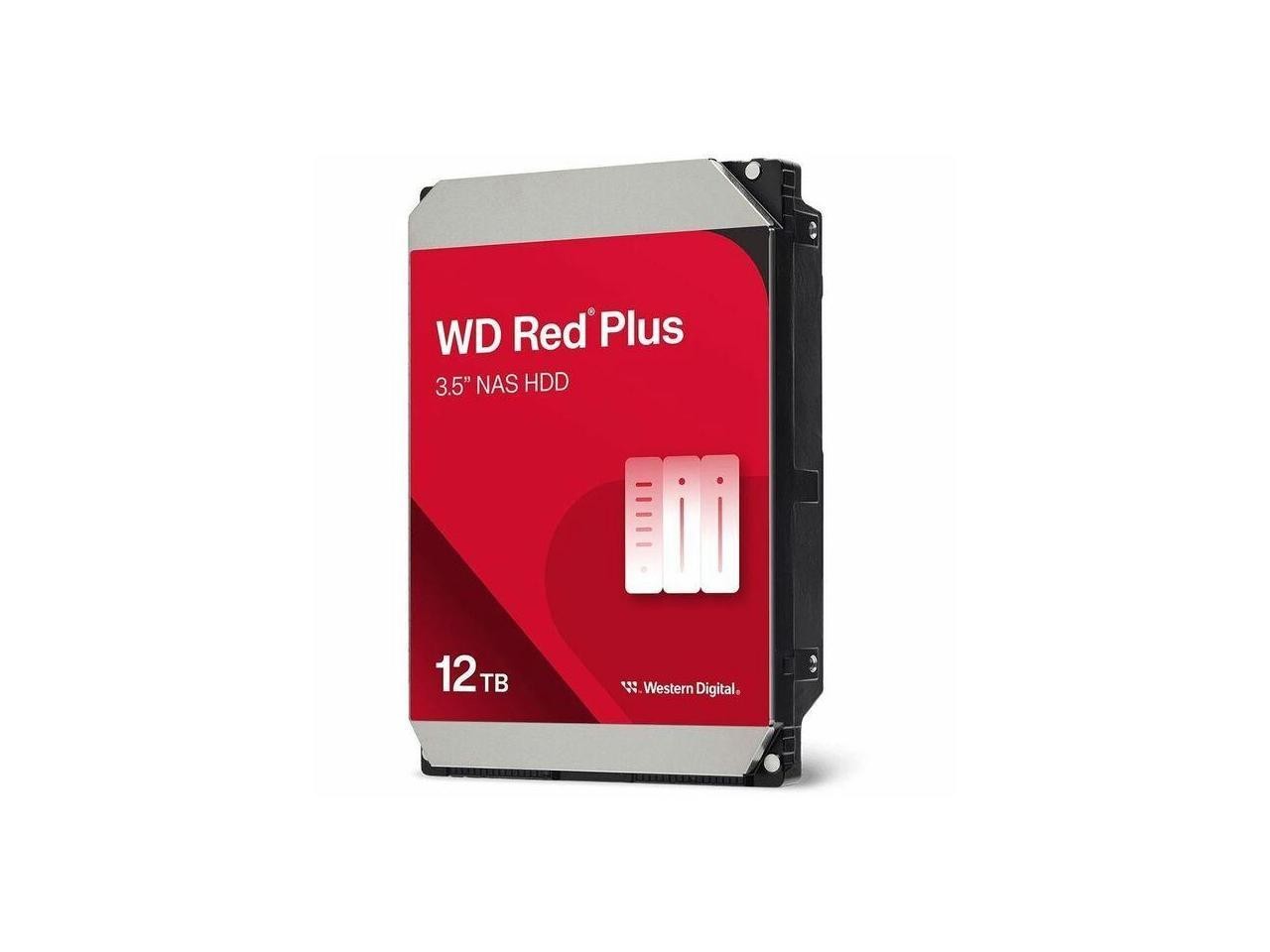 WD Red Plus 12TB NAS Hard Disk Drive - 7200 RPM Class SATA 6Gb/s, CMR, 512MB Cac