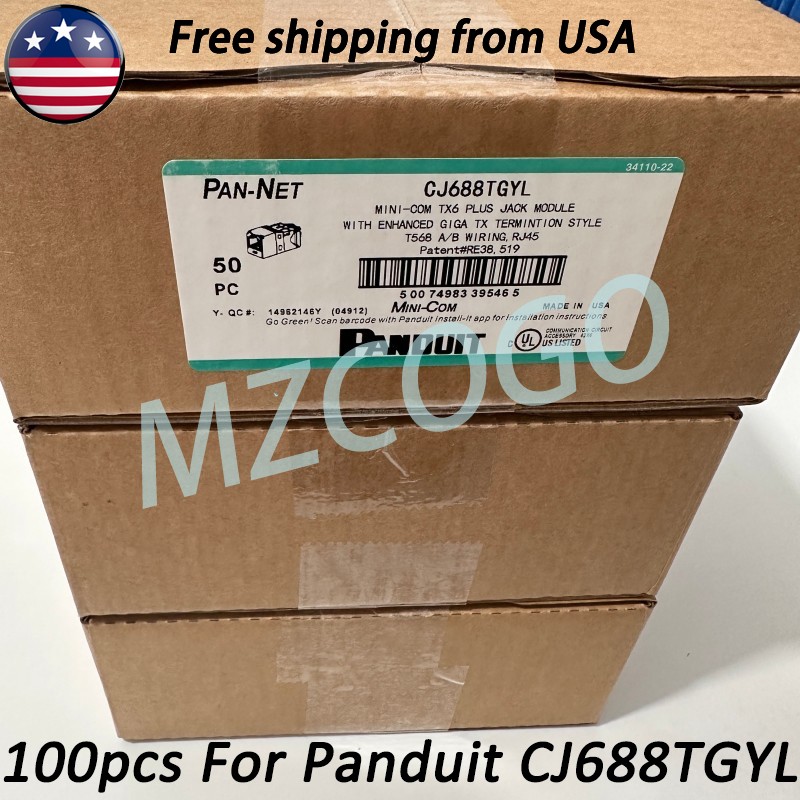 100* Network Jack Module Yellow For Panduit CJ688TGYL GigaTX Cat6 Mini-Com RJ45
