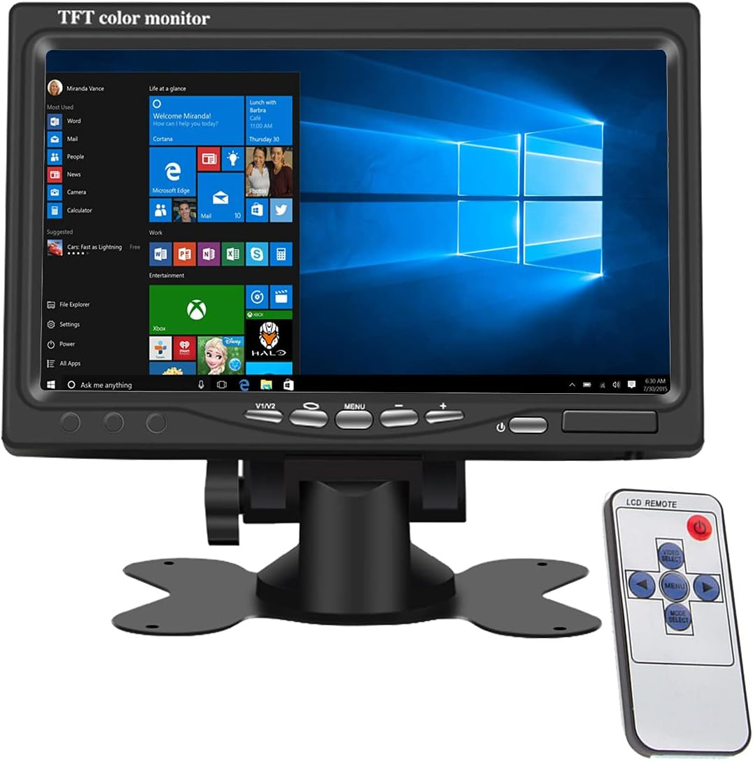 7 Inch Portable Small HD 1080P VGA Monitor, Mini Screen 1024X600, HDMI/VGA/AV In