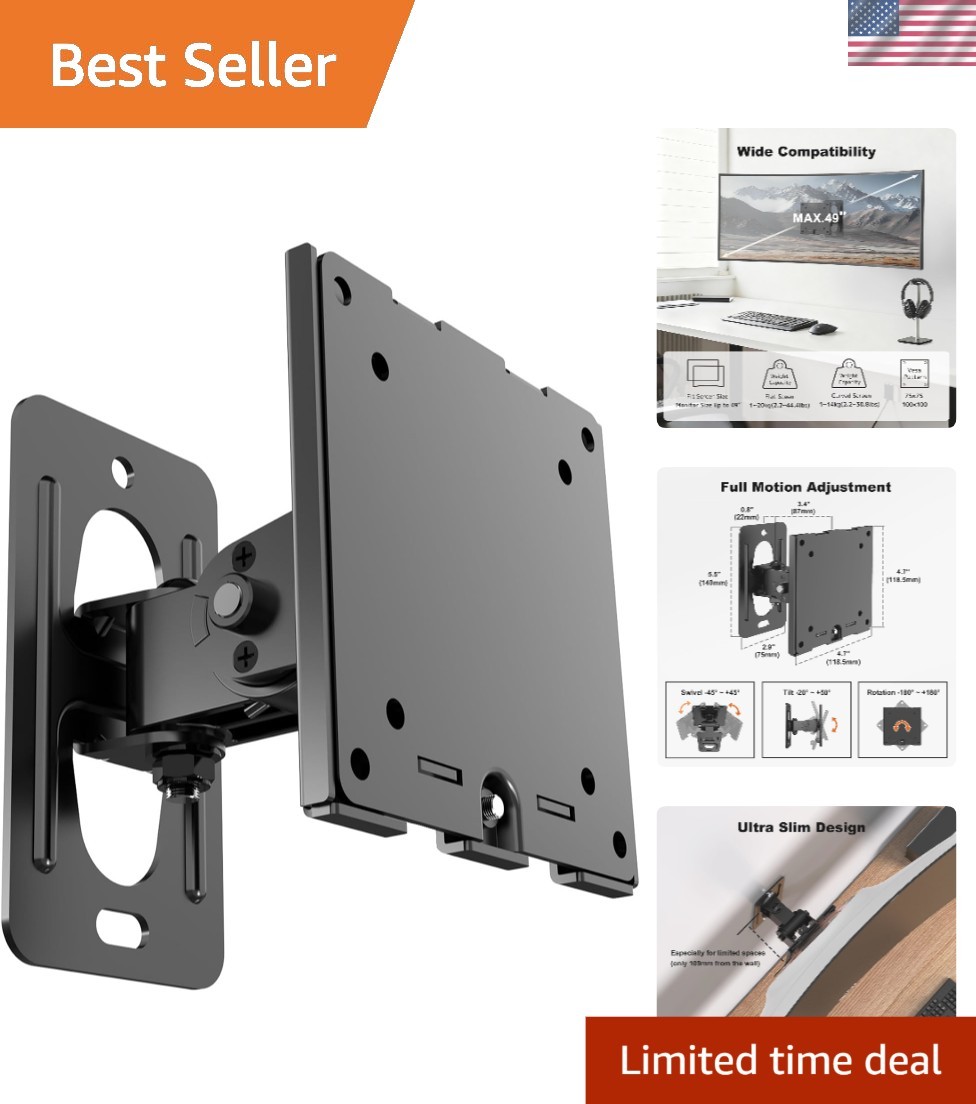VESA Compatible Monitor Wall Mount for 17-49 Inch Displays - Heavy Duty Design