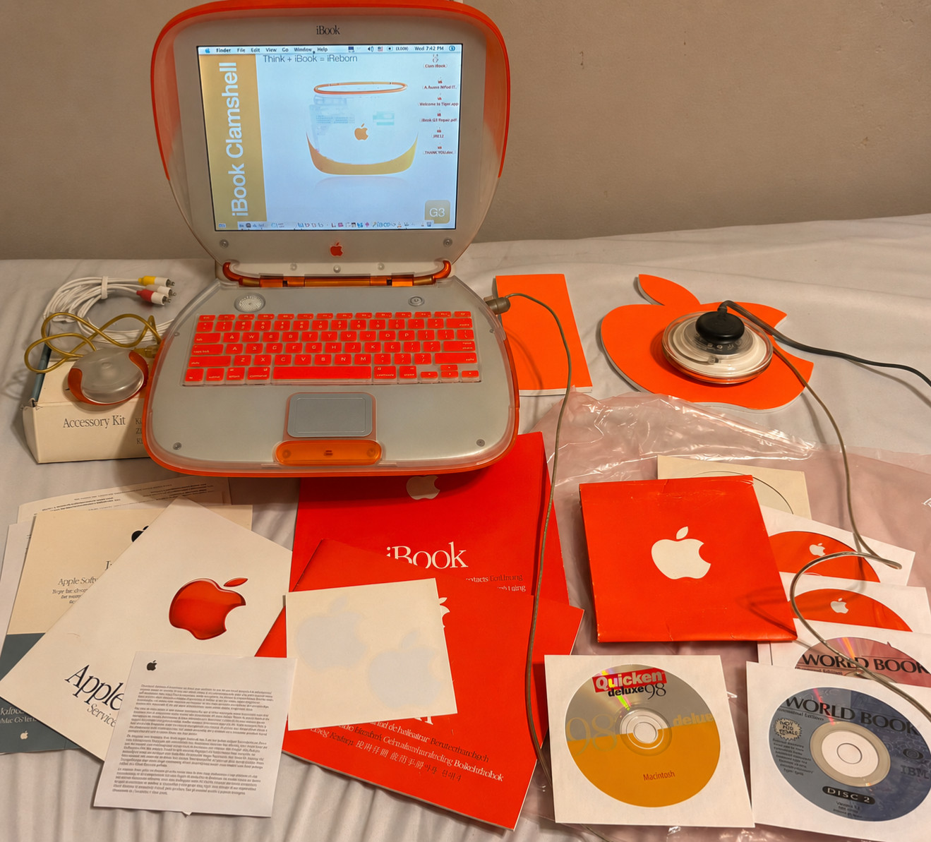 RARE COMPLETE WORKING VINTAGE Tangerine Apple iBook G3 Clamshell in GREAT  SHAPE