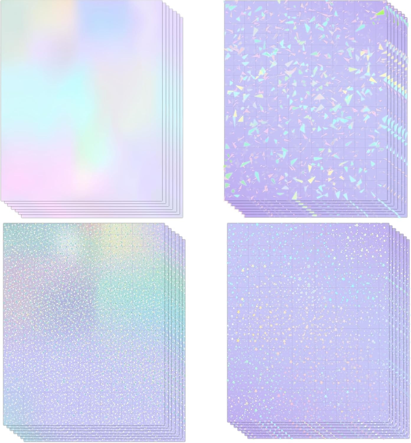 SANZIX 36 Sheets Holographic Sticker Paper - Transparent Self Adhesive Vinyl