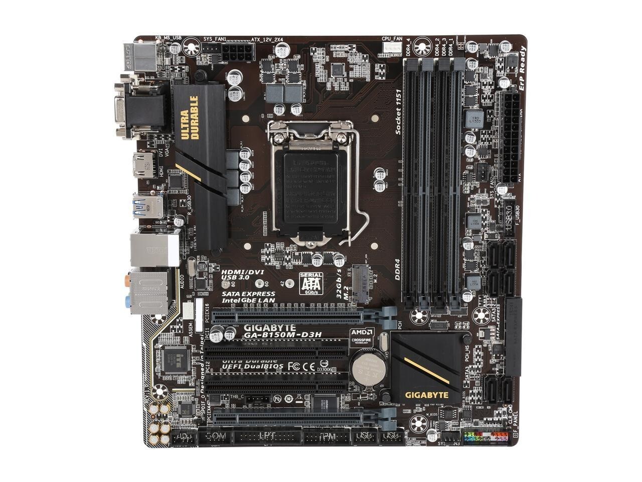 GIGABYTE GA-B150M-D3H DDR4 rev.1.0 LGA1151 Micro ATX Intel B150 Motherboard