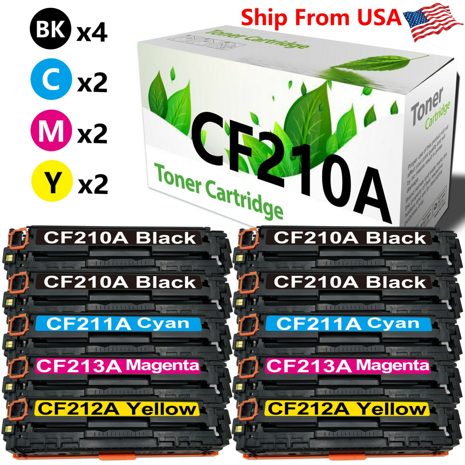 10PK Toner Cartridge replace for 131A CF210A-3A Color MFP M251nw M276nw Printer