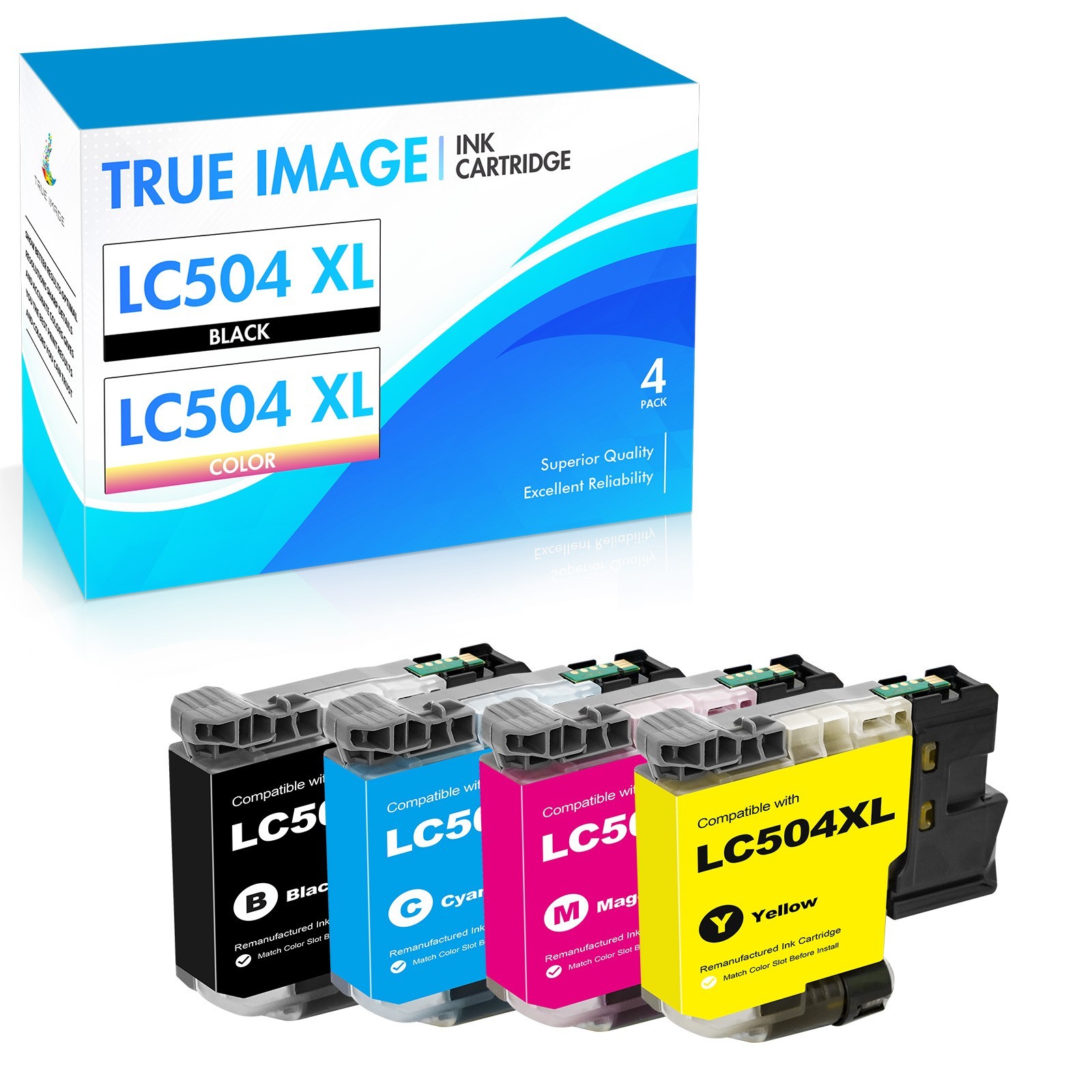 LC504XL Ink Cartridge 4 Pack Black Cyan Magenta Yellow MFC J1355DW MFC-J1367DW