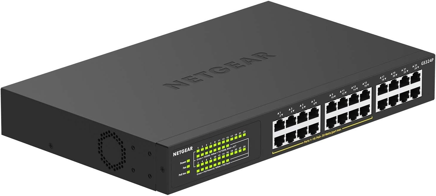 NETGEAR Unmanaged PoE Switch 24 Port 16 PoE+ 190W Rackmount