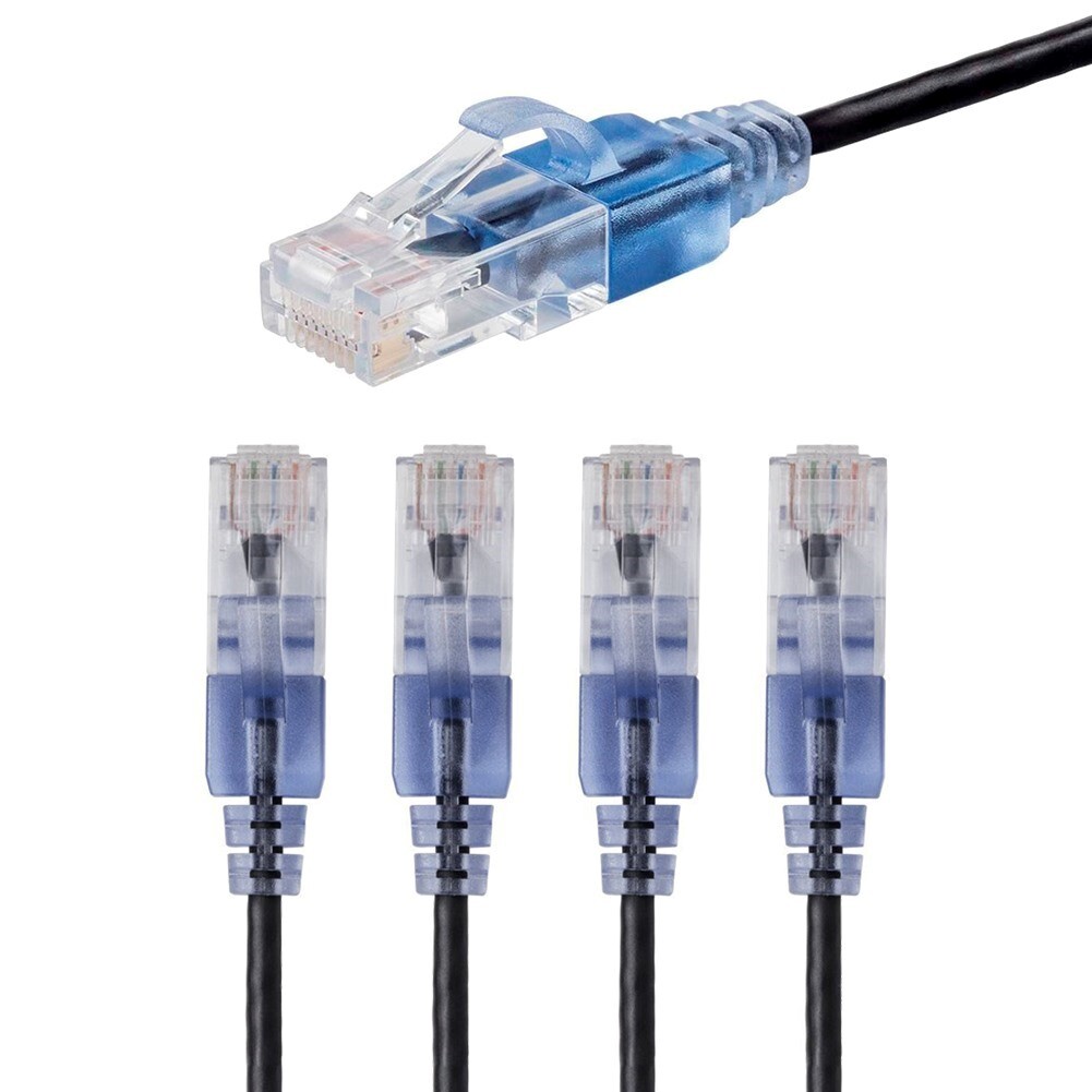 5x 25FT CAT6A RJ45 Ethernet LAN Network Patch Cable Copper 10G Slim 30AWG Black
