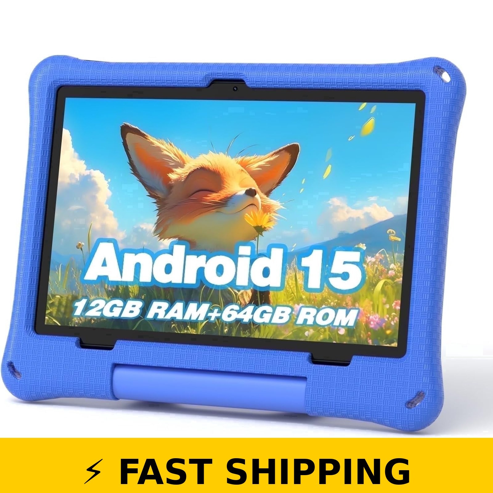 Callsky 10.1-Inch Kids Tablet, Android 15, 12GB RAM, Blue