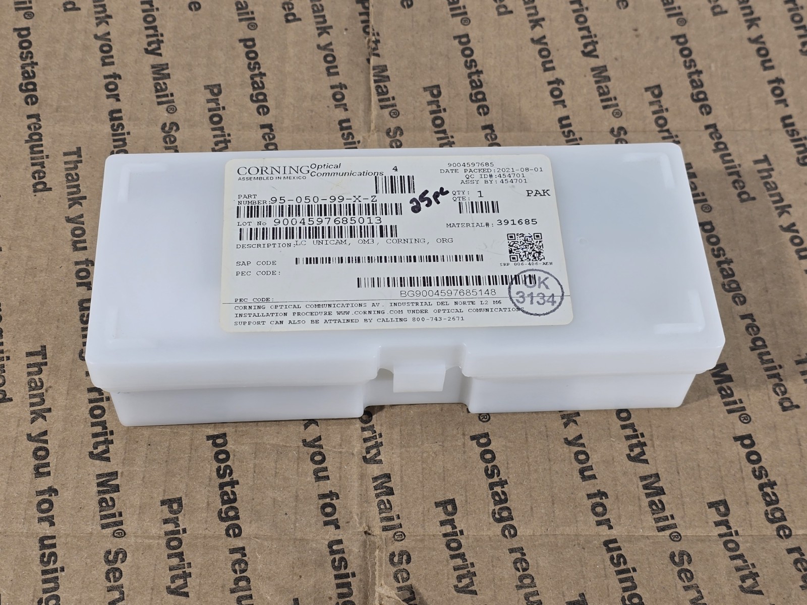 (25) Corning UniCam LC Multimode OM3/OM4 Fiber Optic Connector *25 Individual*