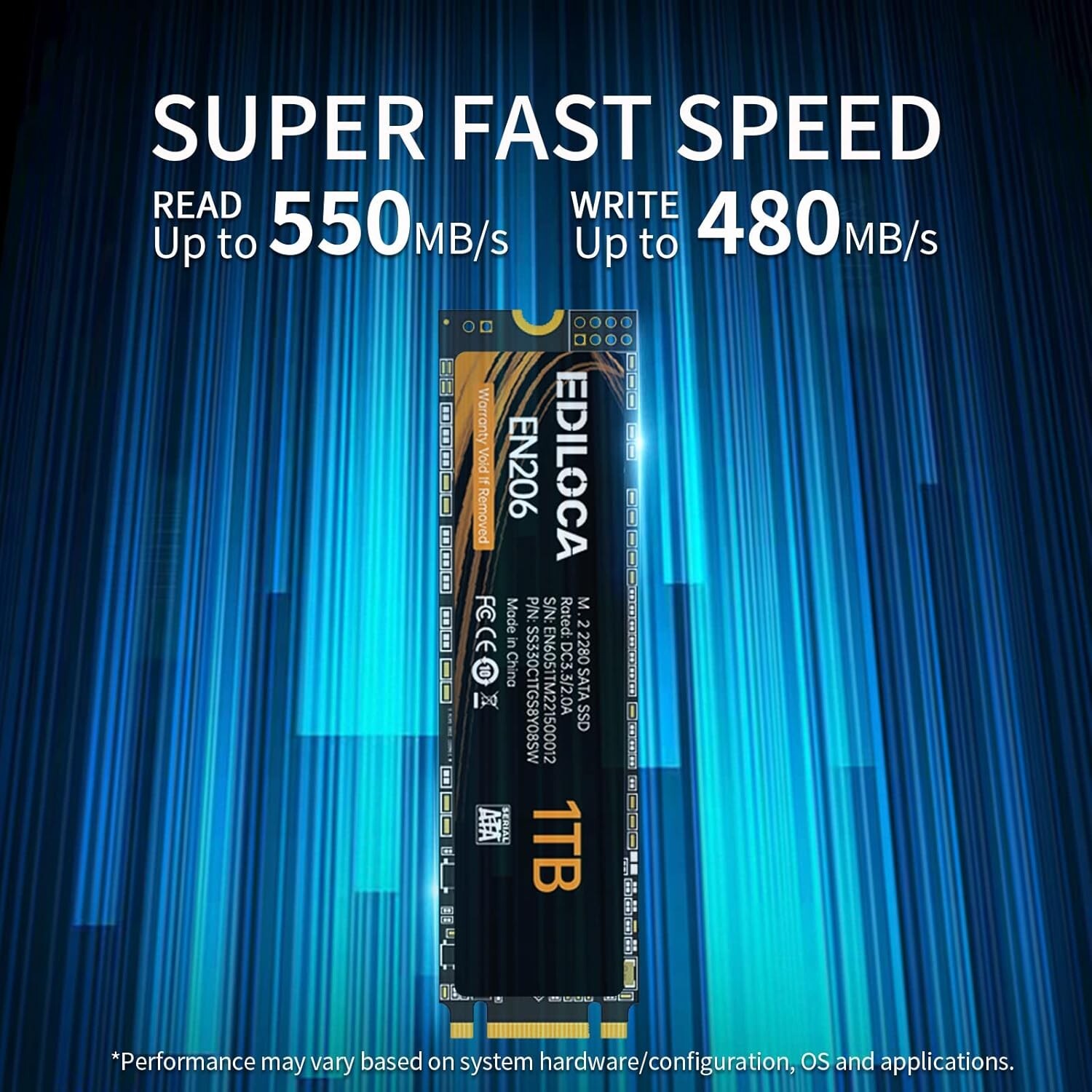 Ediloca EN206 M.2 SATA SSD  SSD Hard Drive W/SLC Cache 3D TLC Lot