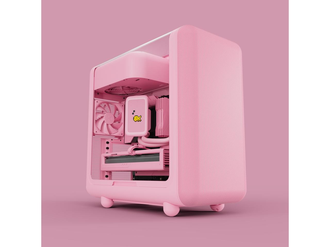 HYTE CS-HYTE-X50G-SM Pink ABS / Steel / Tempered Glass ATX Mid Tower Case (Compu