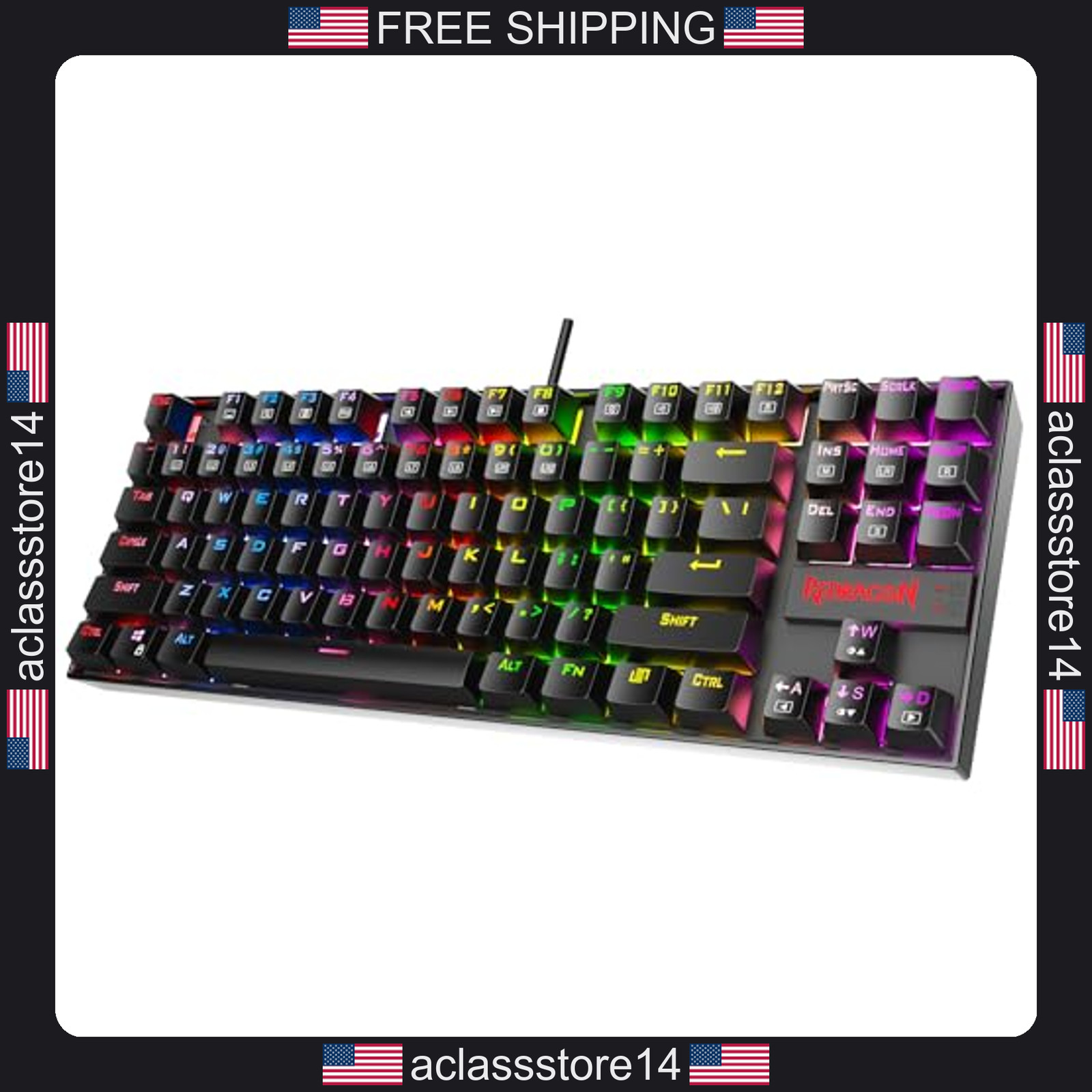 Redragon K552P mechanical gaming keyboard TKL 87 keys RGB backlight black