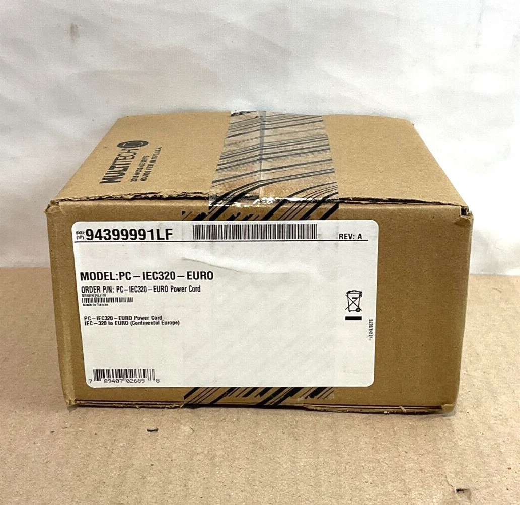 Multitech IEC-320 Power Cord EU Plug PC-IEC320-EURO ✅❤️️✅❤️️ Brand New Sealed
