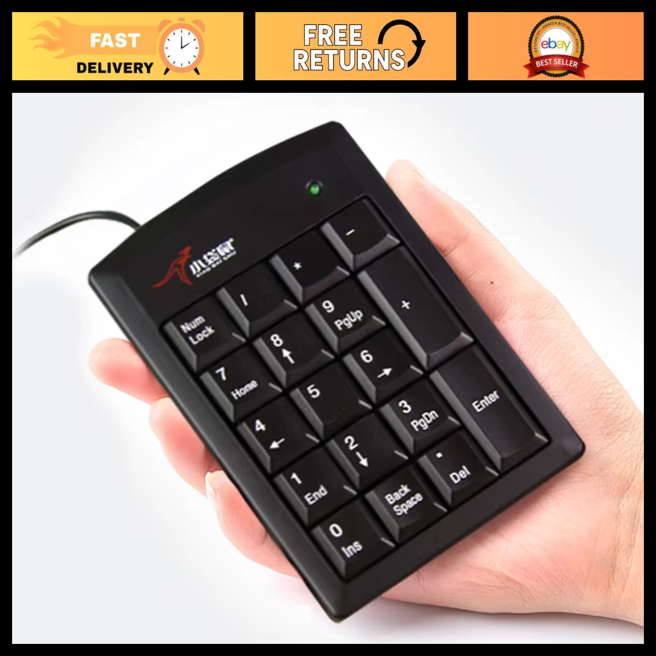 Multifunction Wired 19-Key Numeric Keypad for Laptop & PC - Easy to Use Calculat