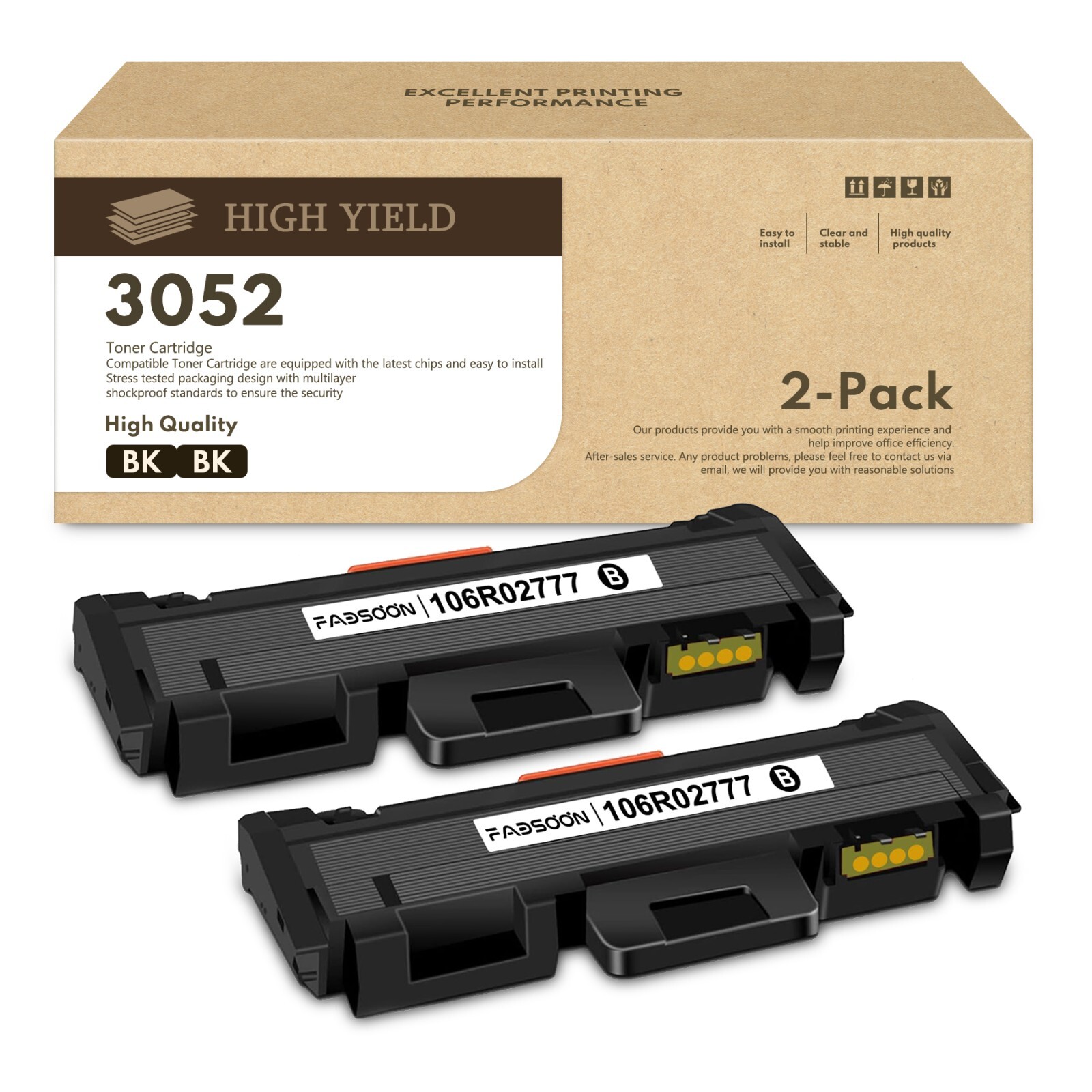 FADSOON® 106R02777 Black Toner for Xerox WorkCentre 3215 3225 Phaser 3260 (2PK)