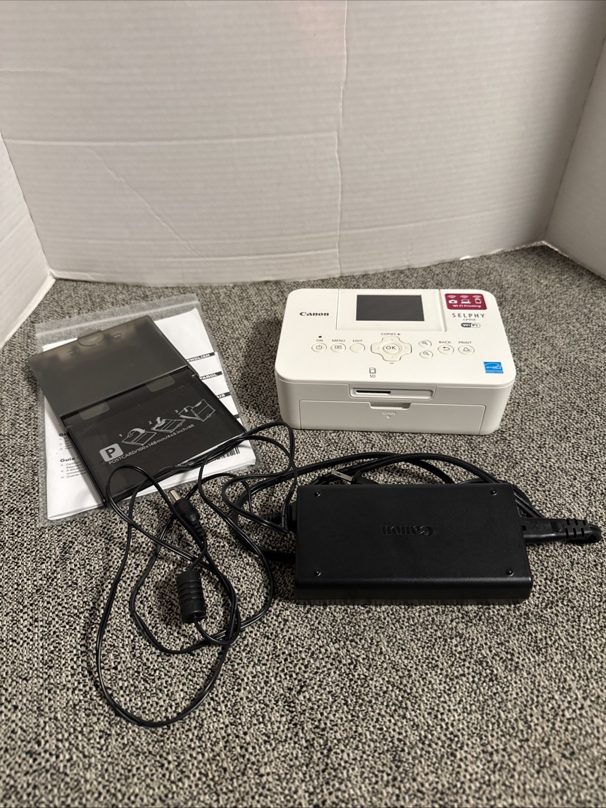 Canon Selphy CP910 White Photo Printer w/ WiFi & Power Adapter Used Tested