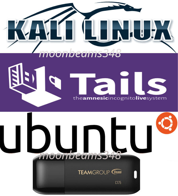 Tails 6.0 Kali 2024.1 Ubuntu 23.10 Multiboot 32 Gb FAST 3.2 Live USB Linux