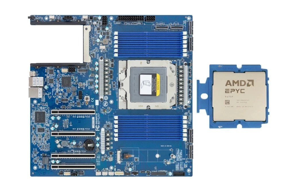 Gigabyte MZ33-CP1 SP5 Motherboard With AMD EPYC 9755 QS 128Cores  1.9-2.7GHz CPU