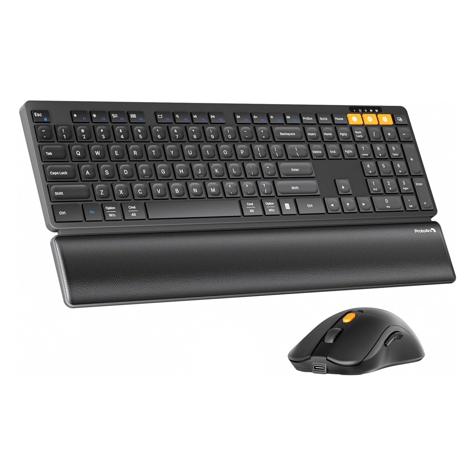 ProtoArc KM60 Wireless Keyboard Mouse Bluetooth 2.4GHz Rechargeable Ergonomic