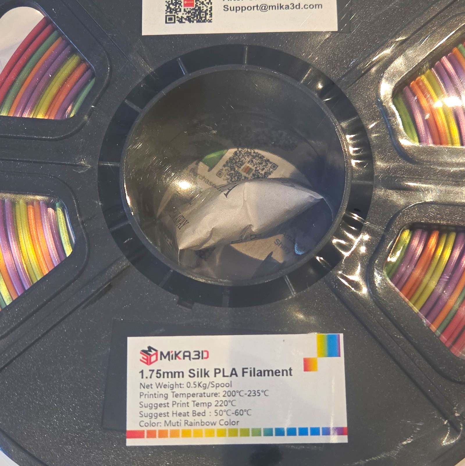 Three MIKA3D Silk PLA 3D Printer Filament 1.75mm Multicolor Rainbow 0.5kg