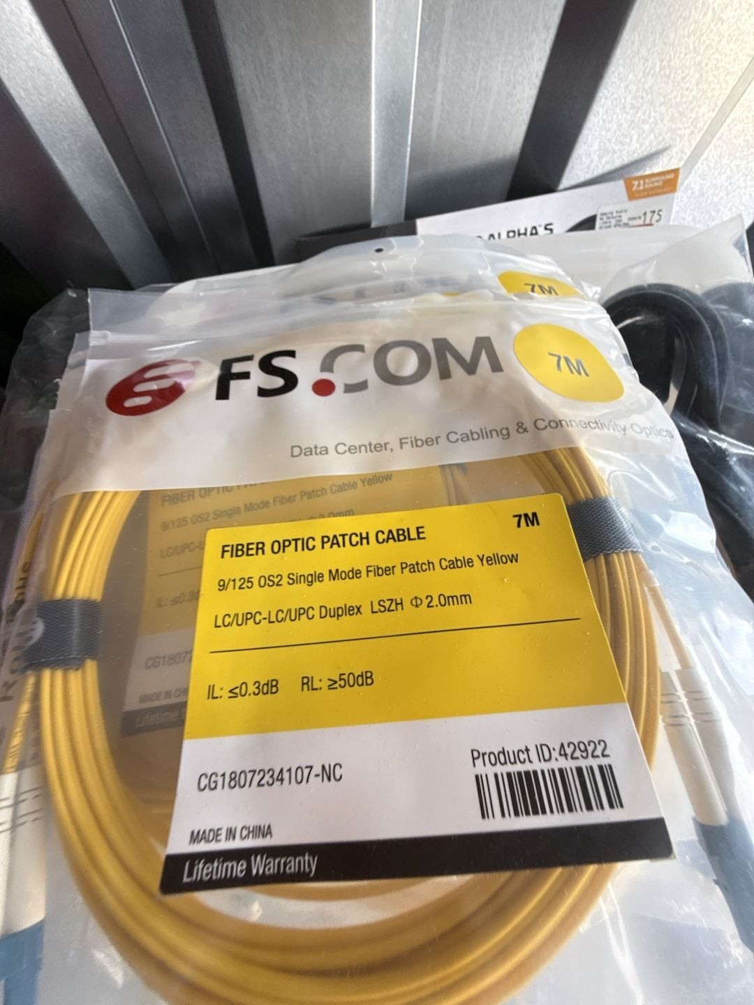FS.COM 7M 9/125 OS2 Single Mode Fiber Patch CabYellow LC/UPC-LC/UPC Duplex LSZH