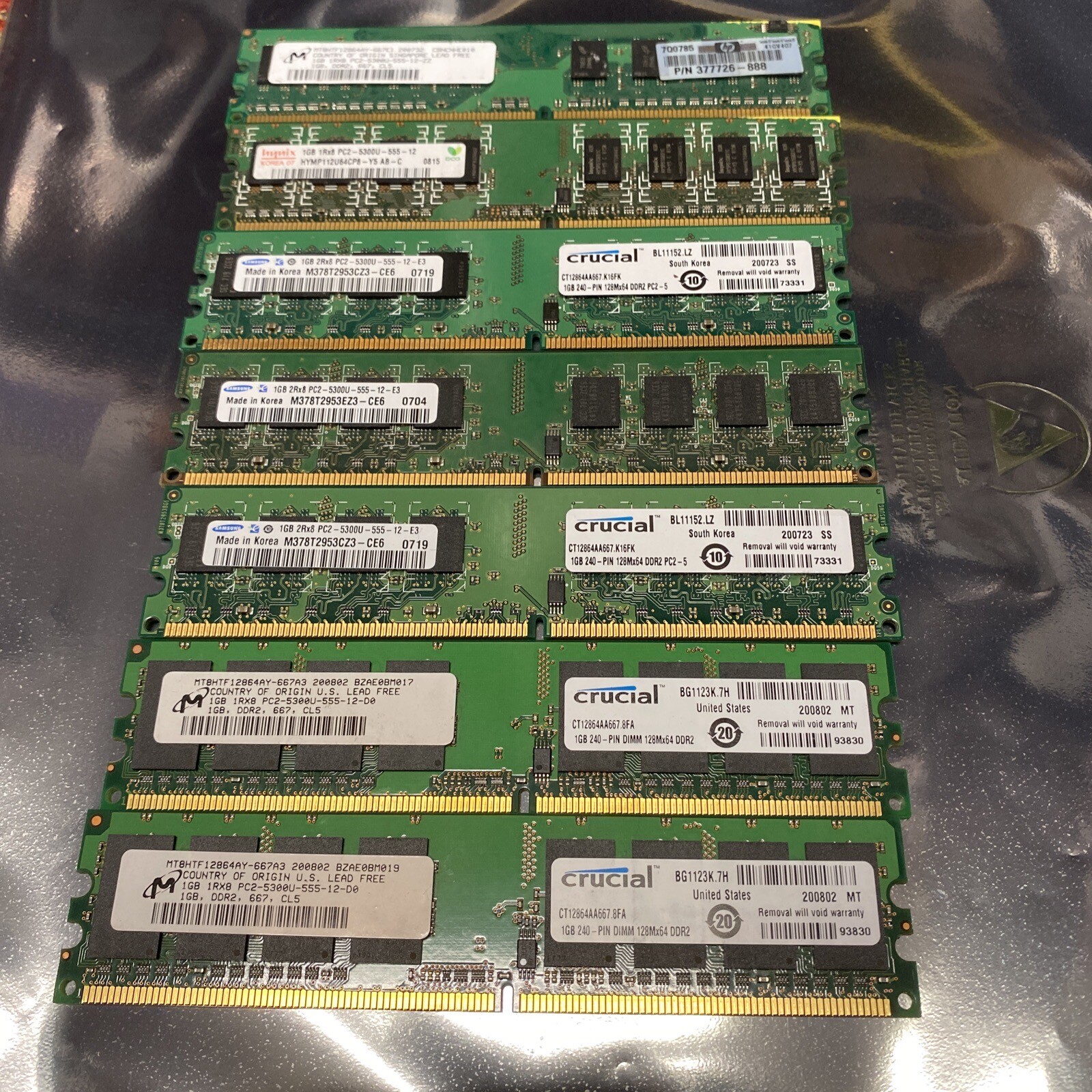 7x 1GB RAM stick for desktop computers (DDR2) Multiple Brands Hynix Samsung