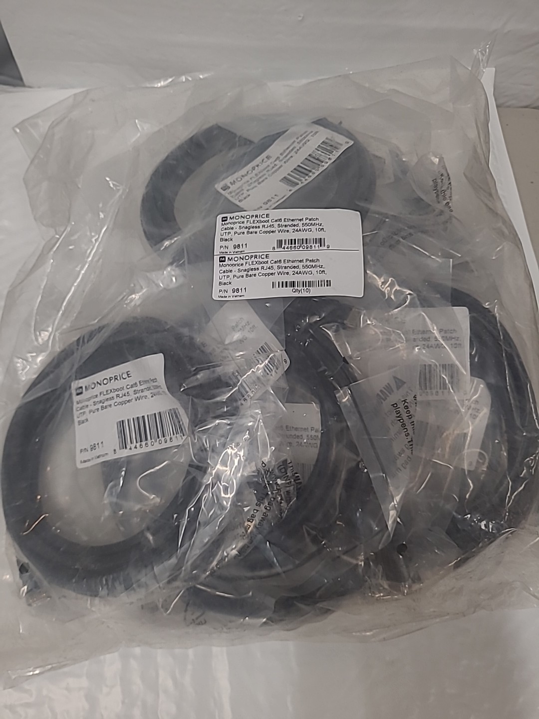 10 MONOPRICE Flexboot Cat6 10ft Blk Ethernet Patch Cable UTP 550MH Snagless RJ45
