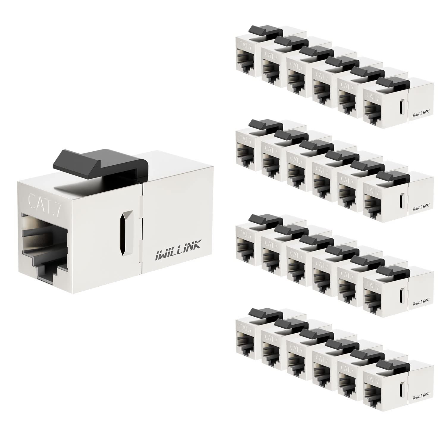 10Gbps CAT7 Coupler RJ45 Keystone Shielded Coupler 25-Pack, Ethernet Coupler,...