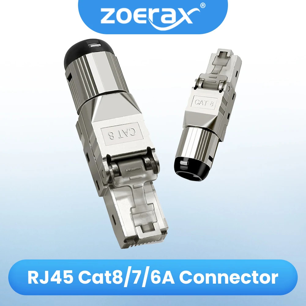 Zoerax 2PCS RJ45 CAT8 CAT7 CAT6A Connector Shielded Toolless Modular